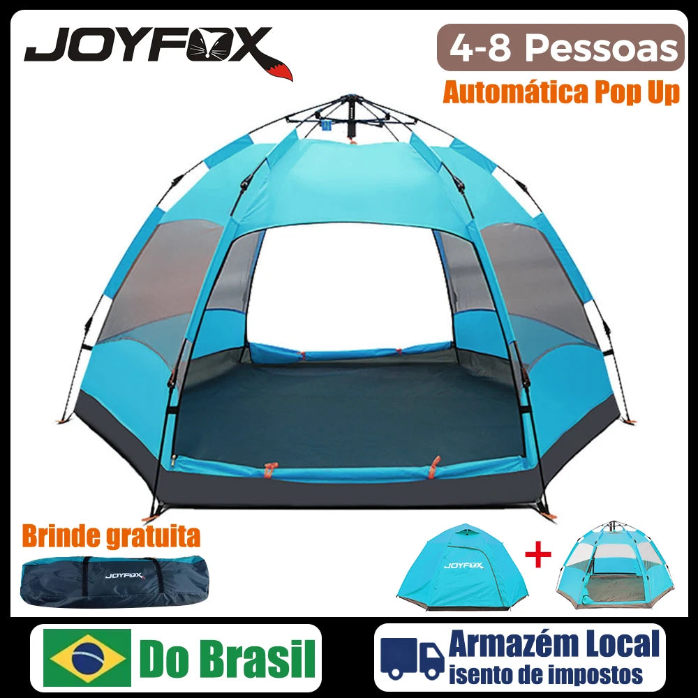 Joyfox Barraca Camping Iglu Automatica 4-8 Pessoas Impermeavel 3000mm com mosca de chuva para família, caminhadas praia pesca