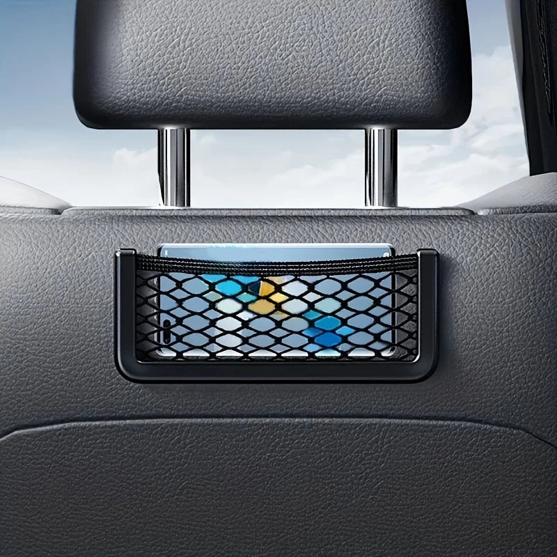 Universal Car Net Pocket Phone Holder Organizer, Saco De Armazenamento, Auto Paste, Acessórios, 20x8cm, 3Pcs