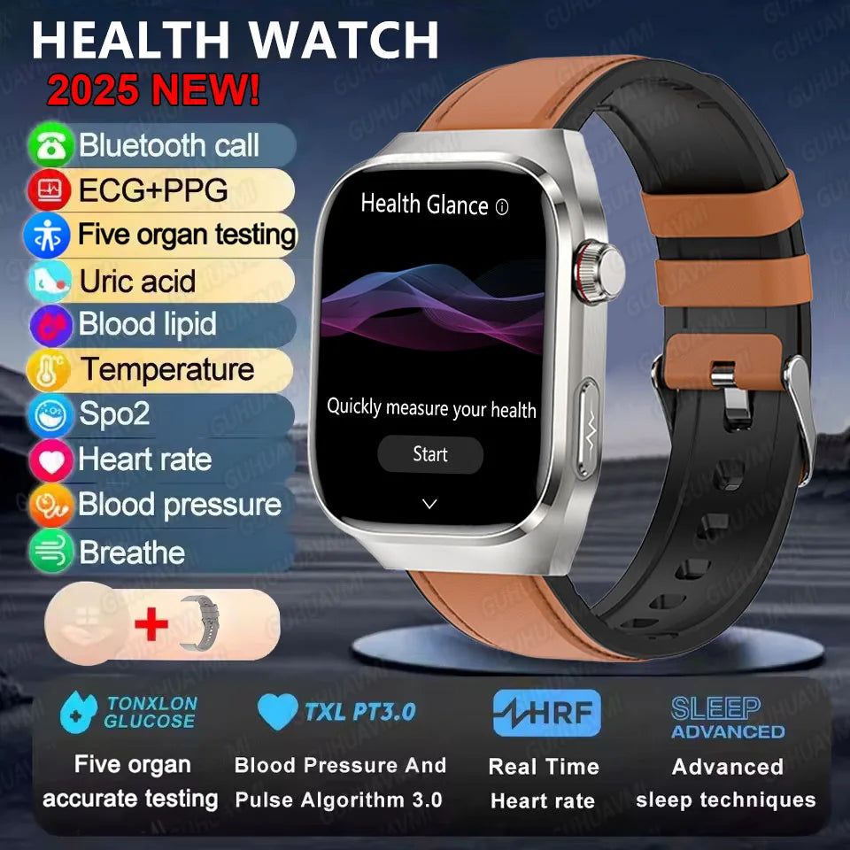 2025new micro exame físico relógio inteligente para homens ácido úrico gordura corporal cinco órgãos relógios de saúde bluetooth chamada smartbracelet