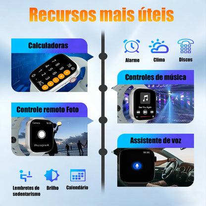 10+1Relógio Inteligente Tela Táctil 2,01 Polegadas Vários Modos De Desporto Mensagens Chamadas Presente Homens Mulheres
