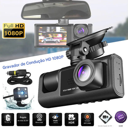 Câmera Veicular Dupla 1080P Dianteira E Traseira, Wi-Fi, Gravação HD Para Segurança