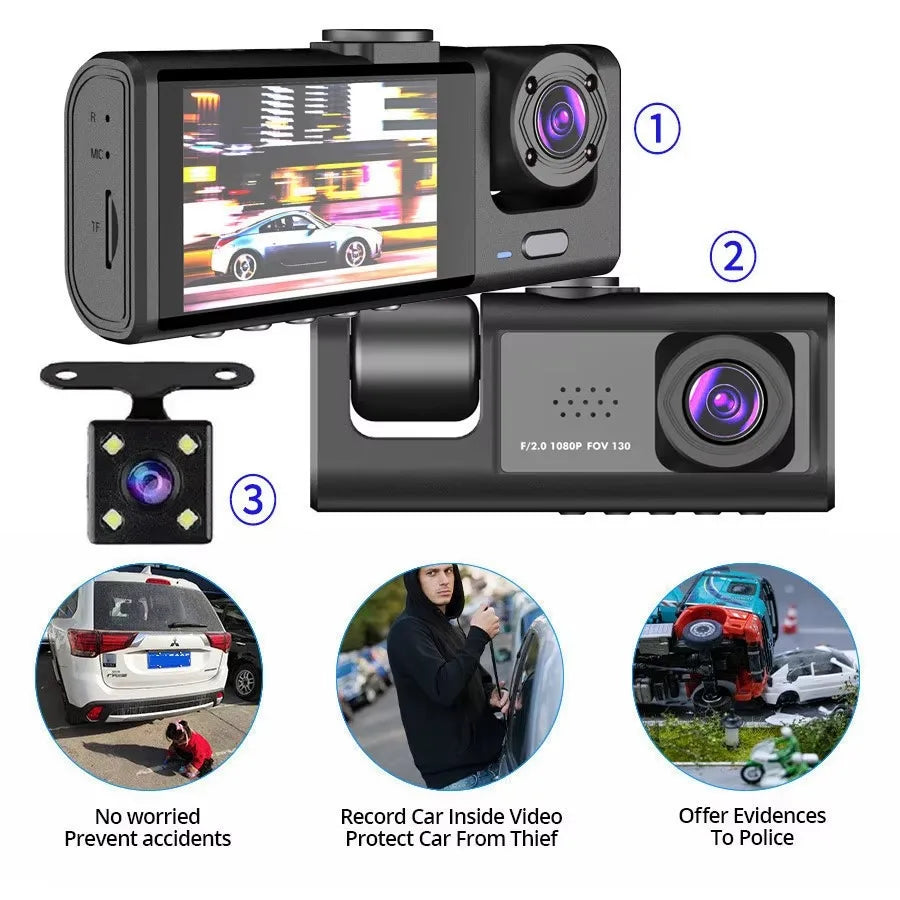 Câmera Veicular Dupla 1080P Dianteira E Traseira, Wi-Fi, Gravação HD Para Segurança