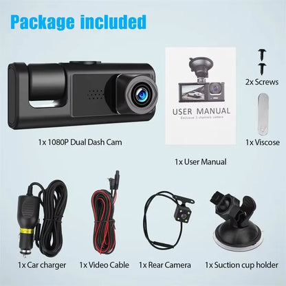 Câmera Veicular Dupla 1080P Dianteira E Traseira, Wi-Fi, Gravação HD Para Segurança