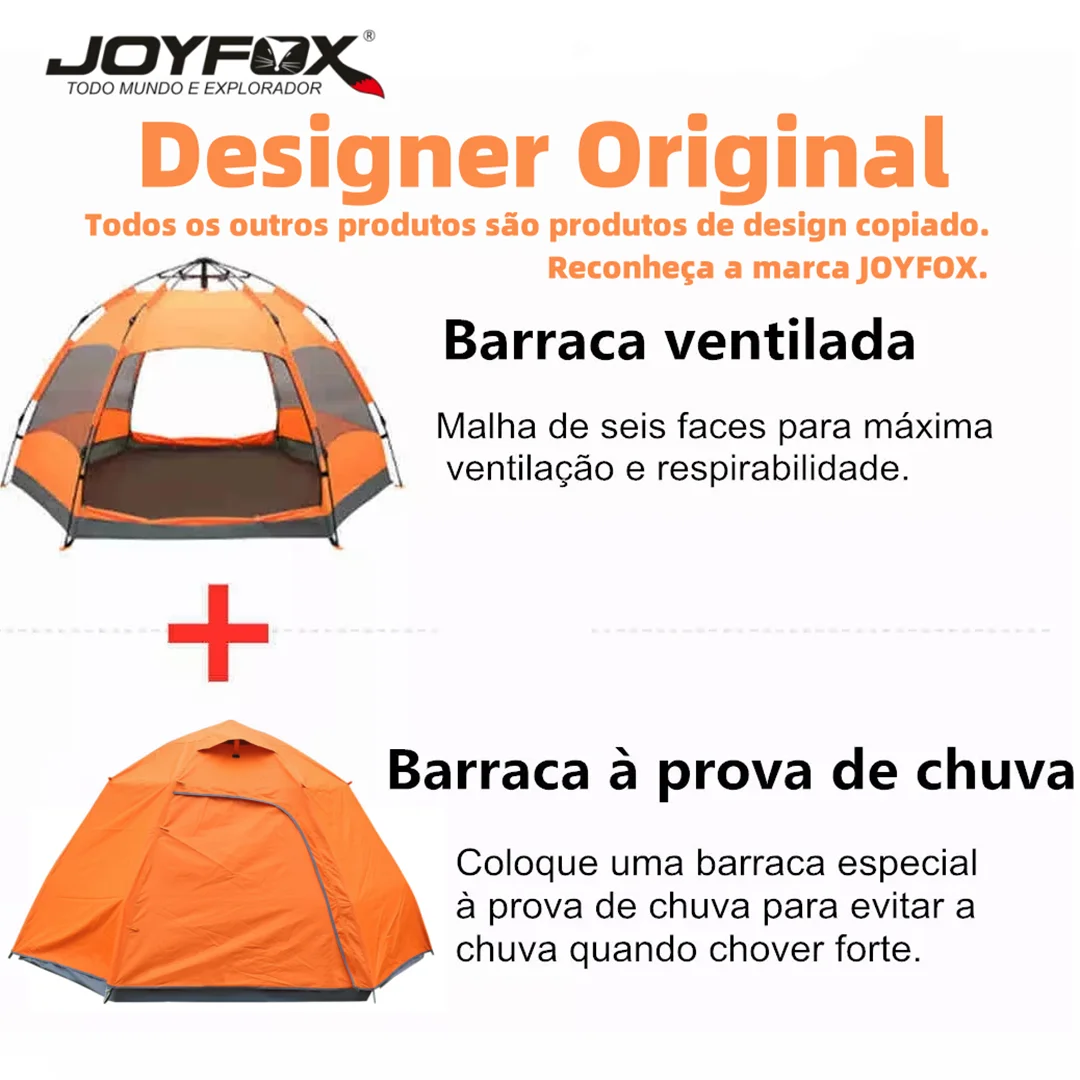 Joyfox Barraca Camping Iglu Automatica 4-8 Pessoas Impermeavel 3000mm com mosca de chuva para família, caminhadas praia pesca