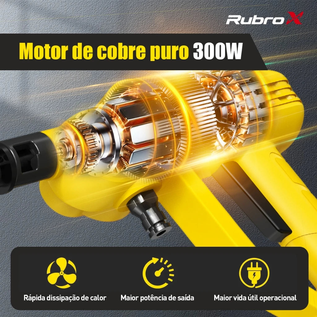 Lavadora de Alta Pressão Sem Fio 300W - Bico Multifuncional 6 em 1 Portátil Recarregável 2 Baterias 6000mAh Com Maleta Bivolt