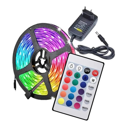 Kit Fita Led Colorida 5050 Rgb Luz Led Original Com Fonte E Controle