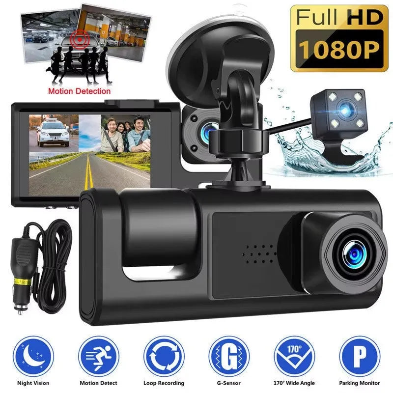 Câmera Veicular Dupla 1080P Dianteira E Traseira, Wi-Fi, Gravação HD Para Segurança