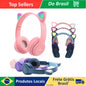 Fone de Ouvido Bluetooth Infantil com Orelhas de Gatinho e Luz de LED – Modelo Sem Fio para Meninos e Meninas, Cores Variadas