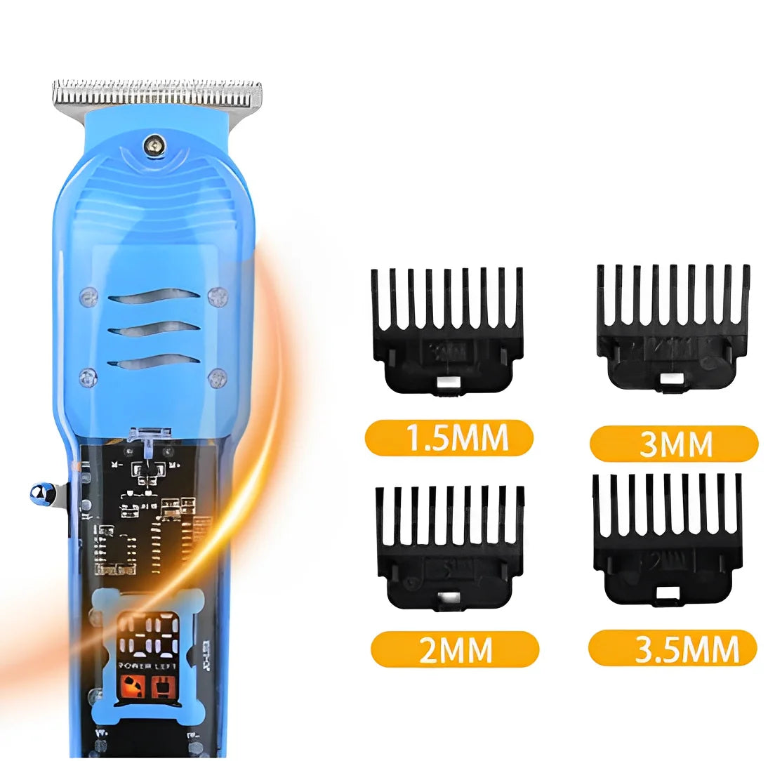 Máquina De Cortar Cabelo Profissional Smart Lcd Barbeador Elétrico Transparente Sem Fio - Neverdie Store