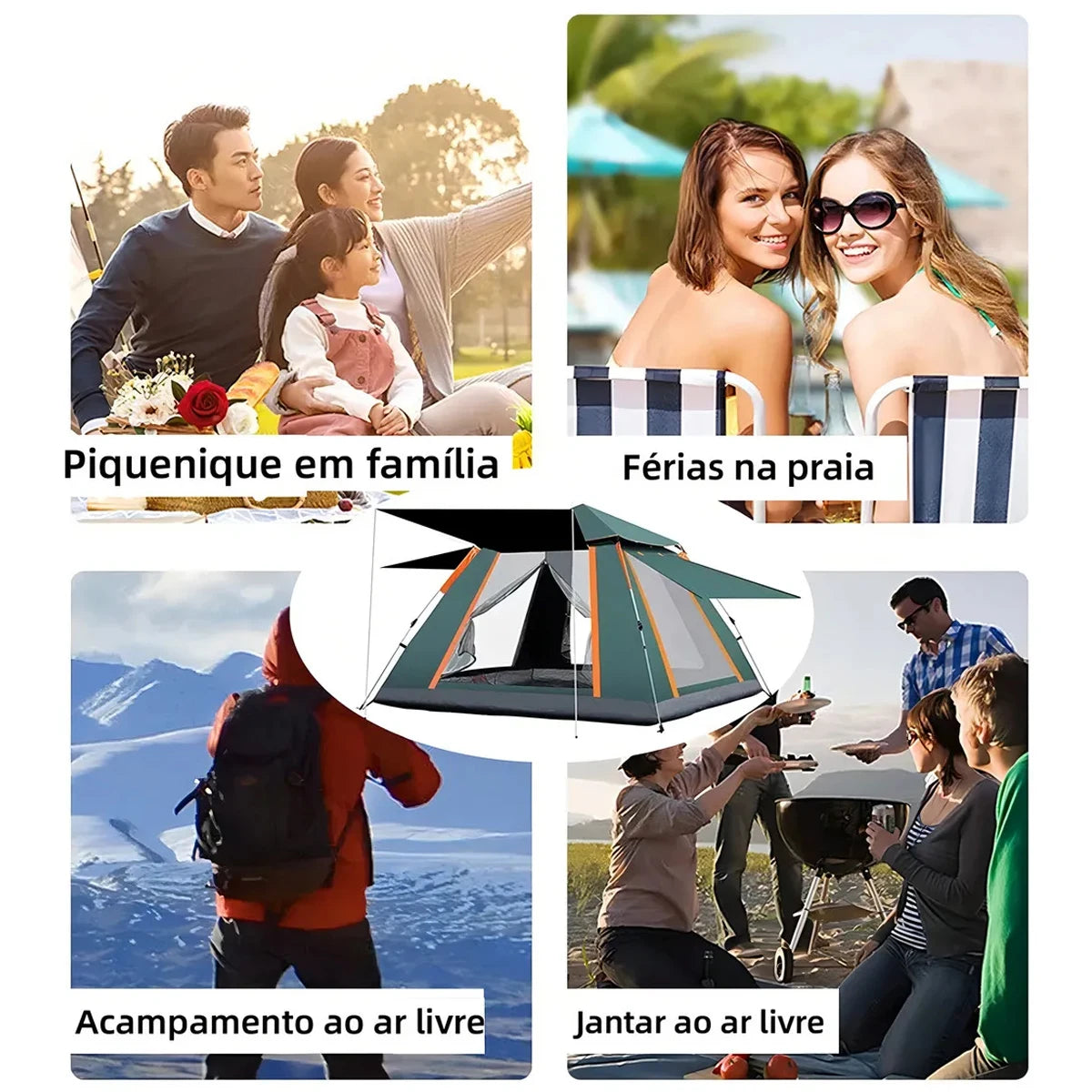 Joyfox Barraca Camping Automática Acampamento Upf50+ 5-8 Pessoas barraca de acampamento Grande Varanda para familiar portátil