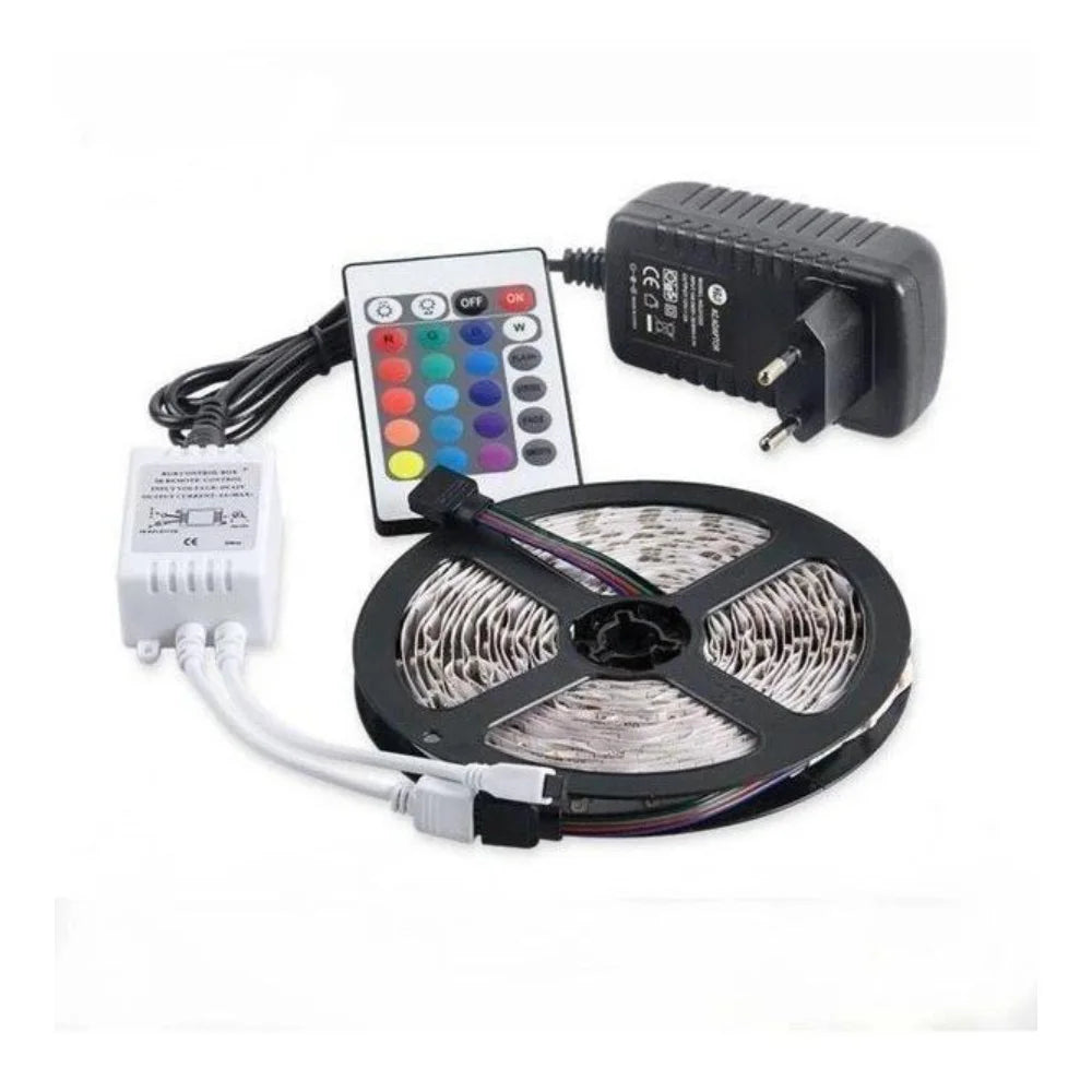 Kit Fita Led Colorida 5050 Rgb Luz Led Original Com Fonte E Controle