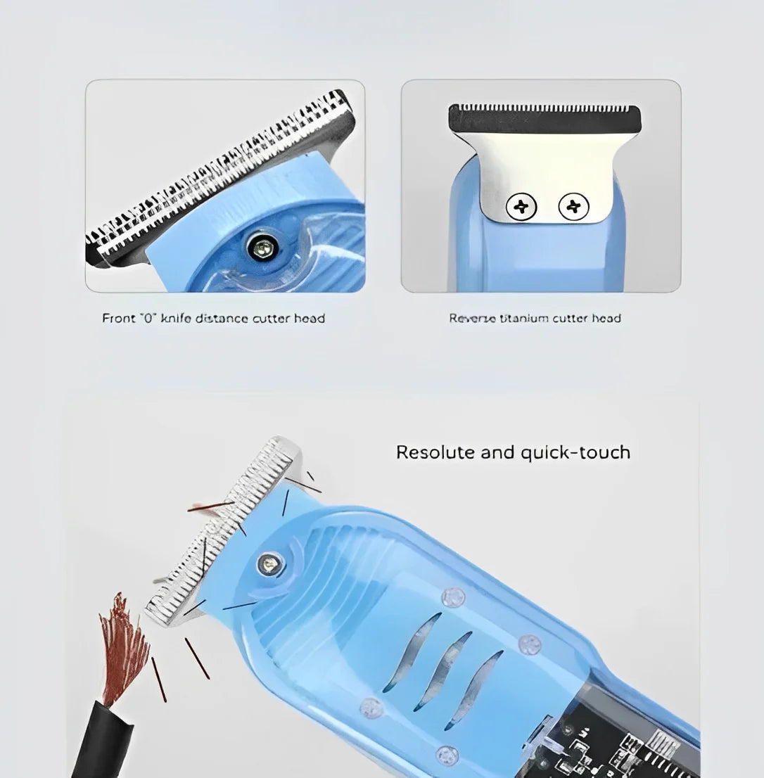 Máquina De Cortar Cabelo Profissional Smart Lcd Barbeador Elétrico Transparente Sem Fio - Neverdie Store