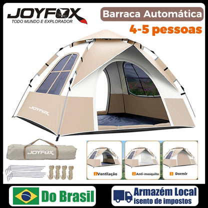 Joyfox Barraca De Camping Automática Com 2 Portas 2 Janelas Tenda De Acampamento Pop-up Instantânea Barraca De Cúpula 4-5 Pessoa