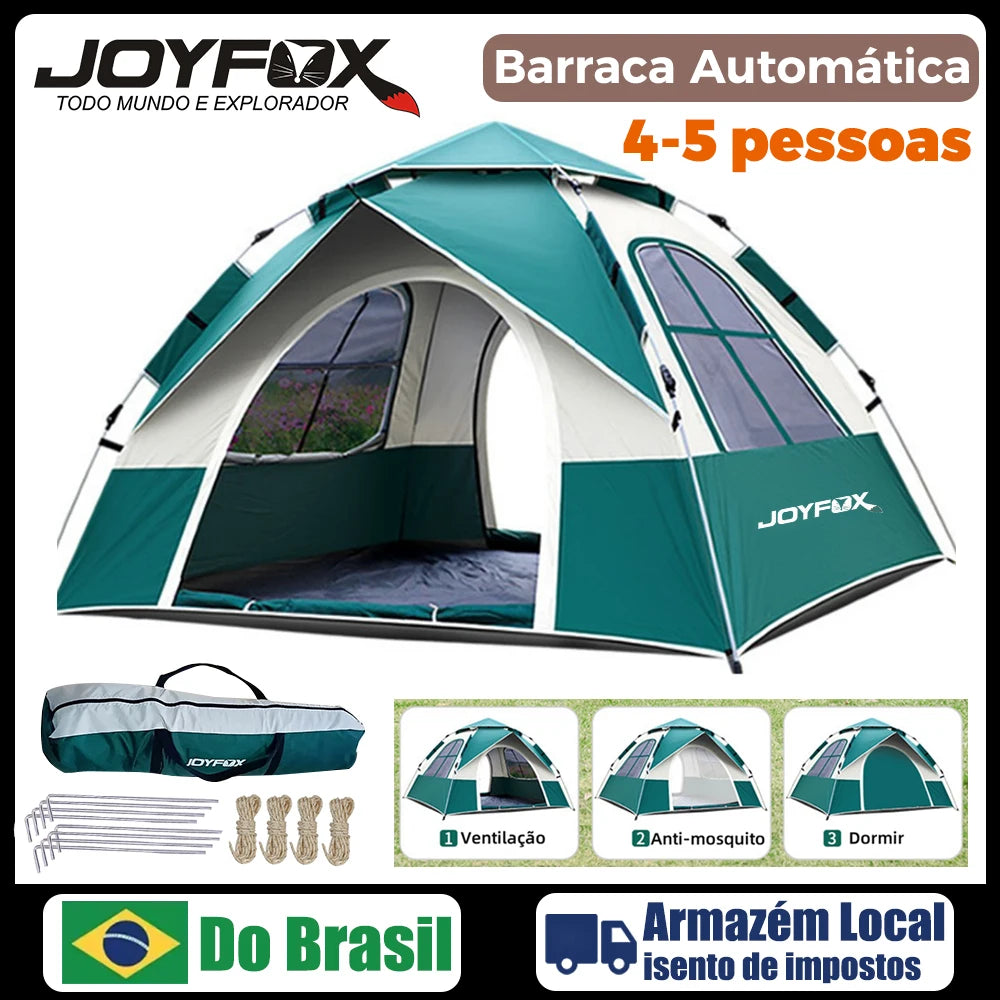Joyfox Barraca De Camping Automática Com 2 Portas 2 Janelas Tenda De Acampamento Pop-up Instantânea Barraca De Cúpula 4-5 Pessoa