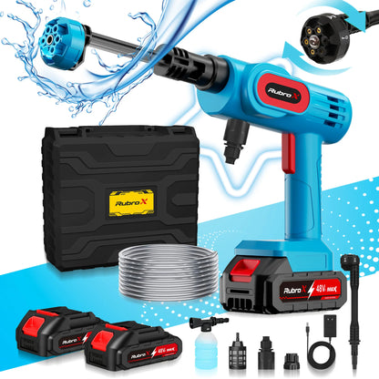 Lavadora de Alta Pressão Sem Fio 300W - Bico Multifuncional 6 em 1 Portátil Recarregável 2 Baterias 6000mAh Com Maleta Bivolt