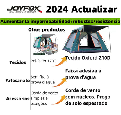 Joyfox Barraca Camping Automática Acampamento Upf50+ 5-8 Pessoas barraca de acampamento Grande Varanda para familiar portátil