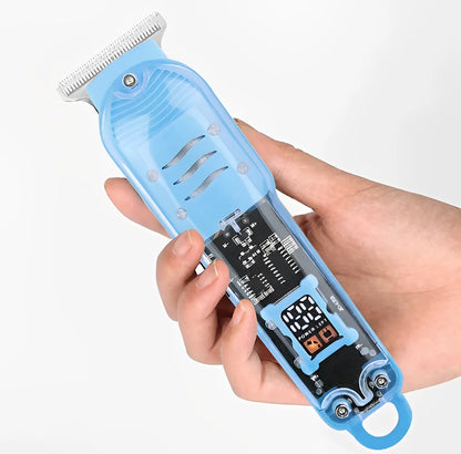 Máquina De Cortar Cabelo Profissional Smart Lcd Barbeador Elétrico Transparente Sem Fio - Neverdie Store