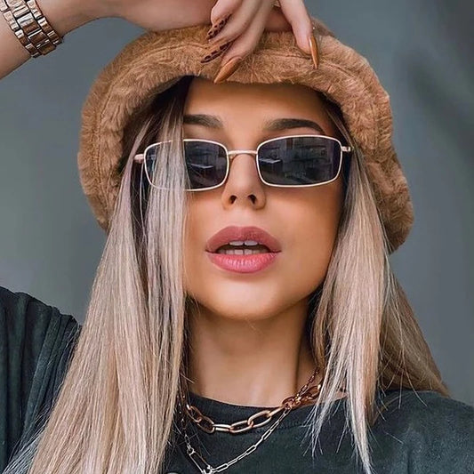 Clássico vintage retângulo óculos de sol mulher retro tons doces cores espelho óculos de sol feminino motorista quadrado oculos de sol