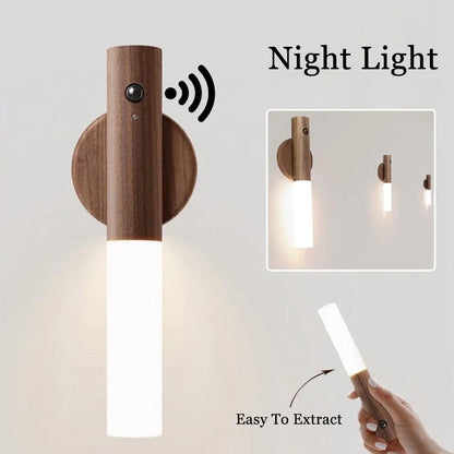 Led Sensor De Movimento Luz Usb Recarregável Lâmpada Cabeceira Luz Da Noite Brilho Ajustável Quarto Escadas