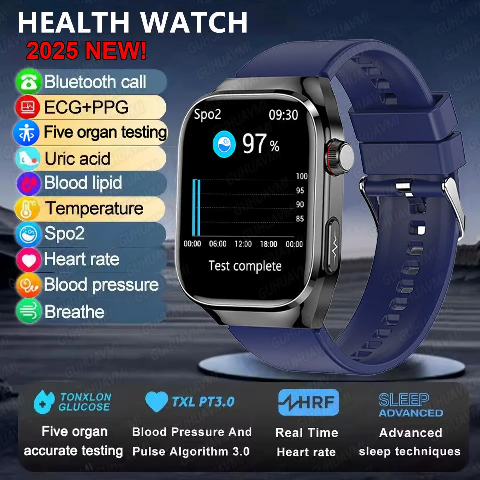 2025new micro exame físico relógio inteligente para homens ácido úrico gordura corporal cinco órgãos relógios de saúde bluetooth chamada smartbracelet