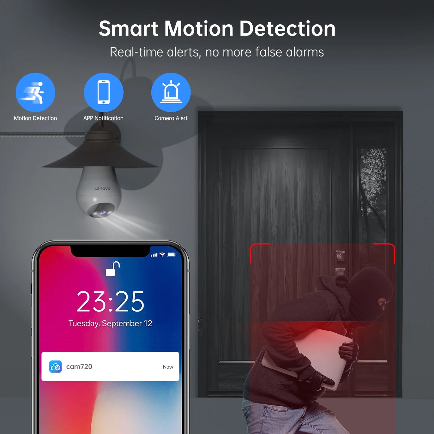 Lenovo 3mp e27 lâmpada ip wifi câmera de vigilância de vídeo interna cor noite ai rastreamento casa inteligente monitor do bebê câmera cctv