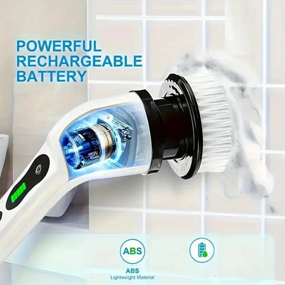 1 Conjunto, Escova de Limpeza Elétrica, Escova Rotativa Elétrica Sem Fio, 7 Cabeças de Escova e Cabo Extensível Ajustável, Escova de Limpeza para Banheiro, Ferramentas de Limpeza Doméstica