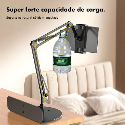 Suporte de Braço Metálico Articulado para Cabeceira - Ajuste 360°, Compatível com Celular e Tablet, Fácil Instalação, Coibeu