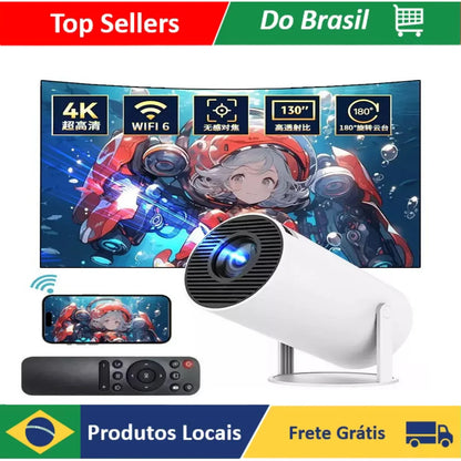 Novo Projetor HY300 4K Android 290ANSI Allwinner H726 BT5.4 1080P 1280*720P Projetor de Cinema em Casa para Uso Externo
