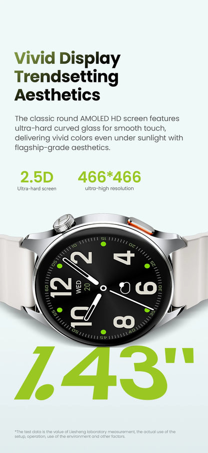 Relógio HAYLOU 4S GPS Smartwatch com Tela HD AMOLED de 1.43”, Posicionamento GPS por 5 Satélites, 120+ Modos de Treino, Relógio Inteligente para Fitness