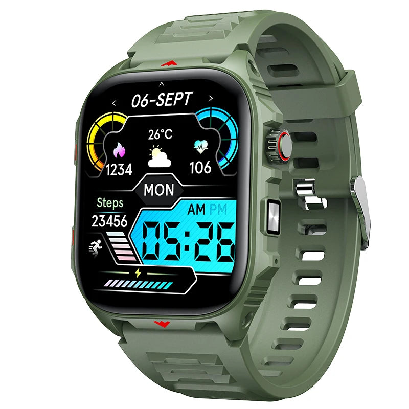 Relógio Inteligente Eletrônico com Chamada BT, Monitor de Frequência Cardíaca, Smartwatch, Rastreador de Fitness, Relógios Esportivos à Prova d'Água para Homens e Mulheres Android 2026