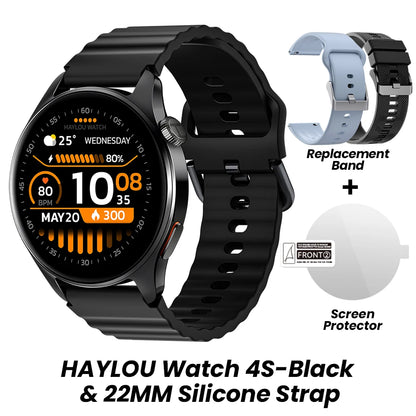 Relógio HAYLOU 4S GPS Smartwatch com Tela HD AMOLED de 1.43”, Posicionamento GPS por 5 Satélites, 120+ Modos de Treino, Relógio Inteligente para Fitness