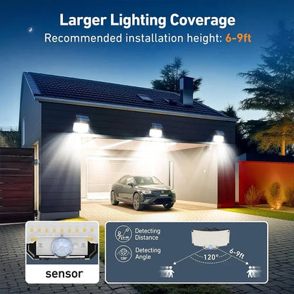 Luz solar ao ar livre super brilhante sensor de movimento solar forte energia led jardim lâmpada parede ip65 à prova dip65 água 3 modo trabalho