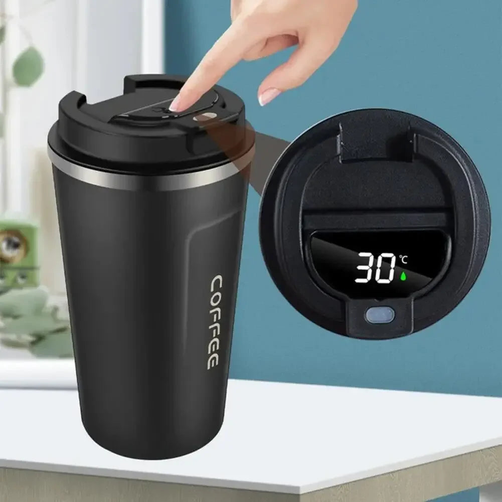 Copo Térmico Portátil de Aço Inoxidável com Medição Inteligente de Temperatura, Garrafa Térmica Isolada para Bebidas Quentes