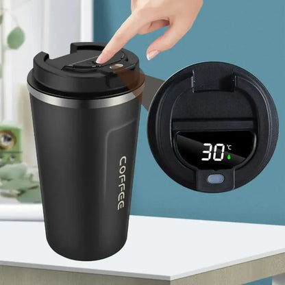 Copo Térmico Portátil de Aço Inoxidável com Medição Inteligente de Temperatura, Garrafa Térmica Isolada para Bebidas Quentes