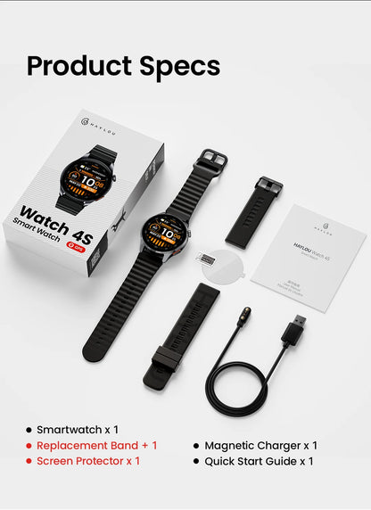 Relógio HAYLOU 4S GPS Smartwatch com Tela HD AMOLED de 1.43”, Posicionamento GPS por 5 Satélites, 120+ Modos de Treino, Relógio Inteligente para Fitness