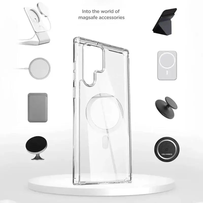 Moda clara magnética magsafe caso de carga sem fio para samsung galaxy s25 s24 s23 s22 s21 s20 plus fe ultra casos anti-queda