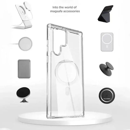 Moda clara magnética magsafe caso de carga sem fio para samsung galaxy s25 s24 s23 s22 s21 s20 plus fe ultra casos anti-queda