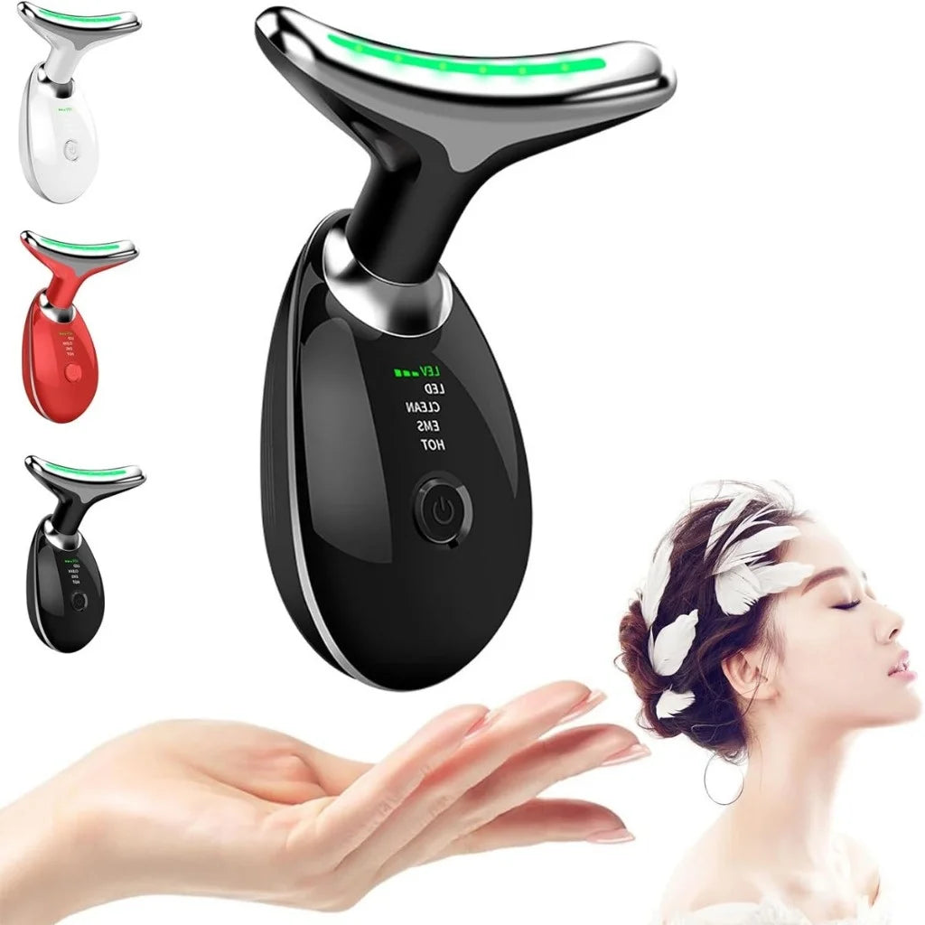 Portátil Beleza Pele Firmeza Pescoço Led Vibração Fóton Levanta A Anti-Rugas Remover Massageador