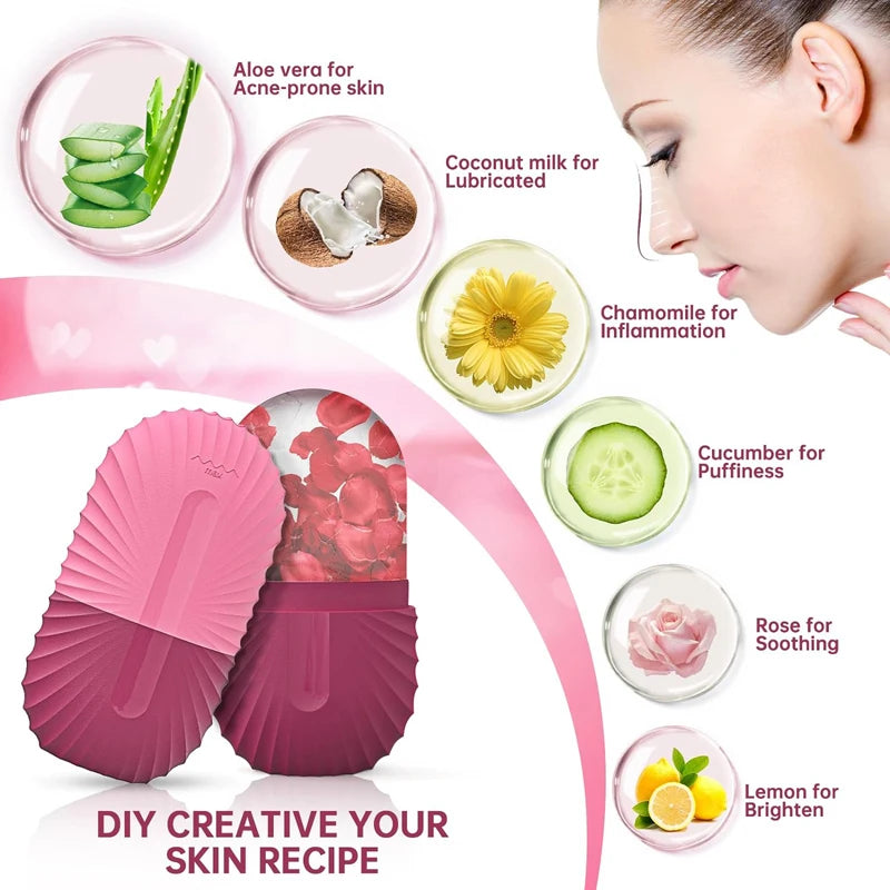 Rolo De Rosto De Gelo Para Massagem De Beleza, Molde De Cubo De Gelo De Silicone para Inchado Dos Olhos, Rolo Facial, Poros De Encolher