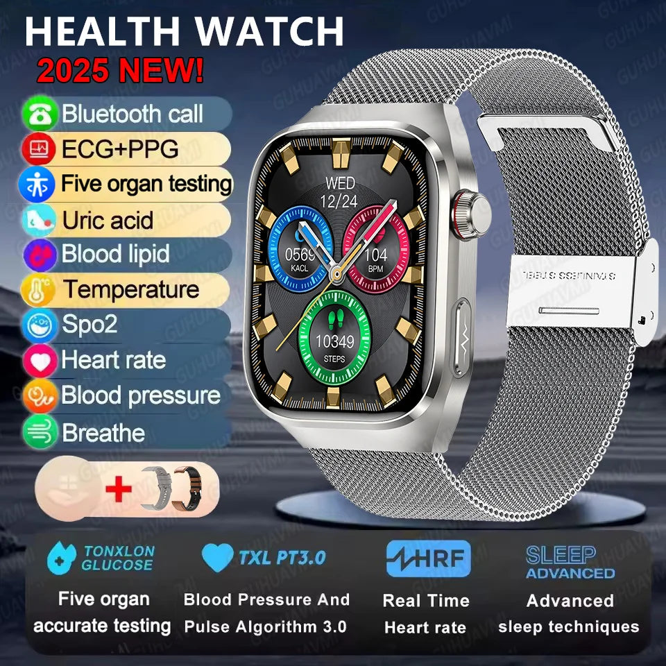 2025new micro exame físico relógio inteligente para homens ácido úrico gordura corporal cinco órgãos relógios de saúde bluetooth chamada smartbracelet