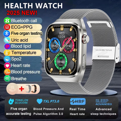 2025new micro exame físico relógio inteligente para homens ácido úrico gordura corporal cinco órgãos relógios de saúde bluetooth chamada smartbracelet