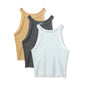 3 Peças，Cropped canelado，Regata de gola alta sexy，Top curto justo sem mangas，Regata de tricô casual de verão