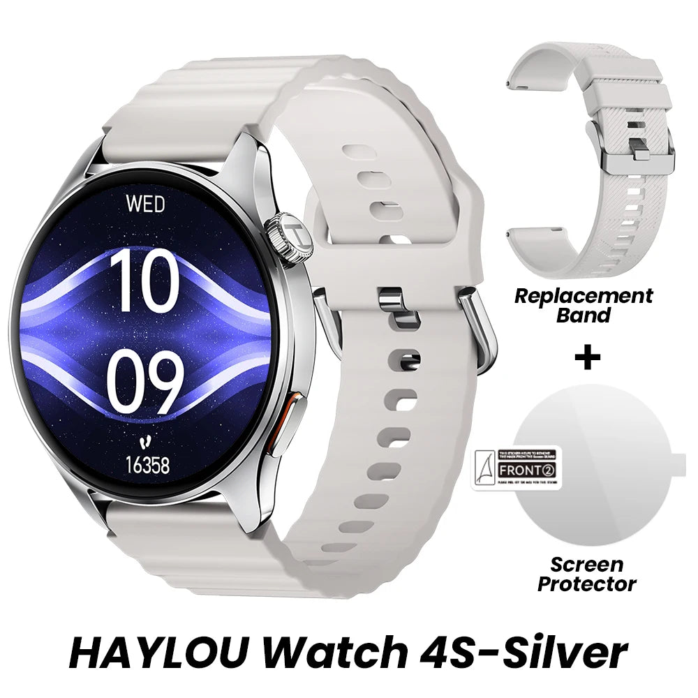Relógio HAYLOU 4S GPS Smartwatch com Tela HD AMOLED de 1.43”, Posicionamento GPS por 5 Satélites, 120+ Modos de Treino, Relógio Inteligente para Fitness