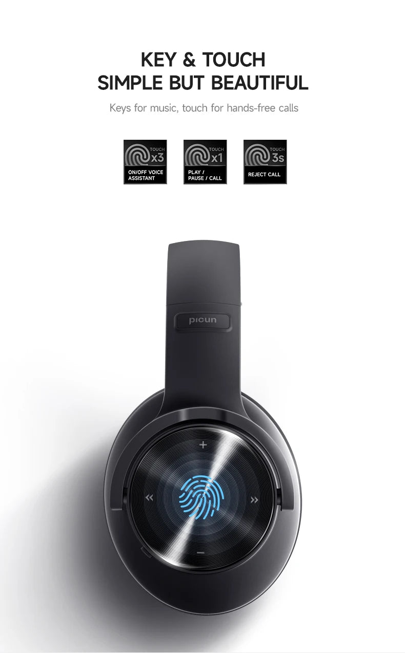 Picun b8 fones de ouvido bluetooth 120h playtime fone de ouvido sem fio bluetooth 3eq modo baixa latência chamadas mãos-livres sobre fones de ouvido