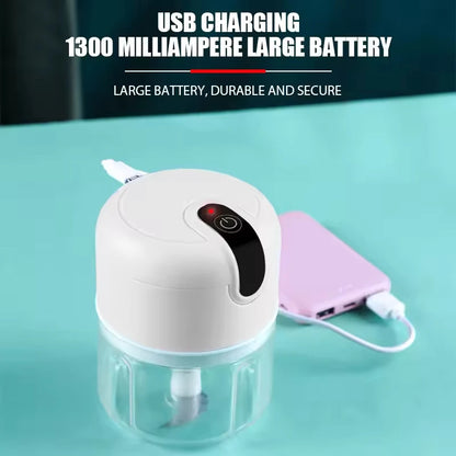 Processador de Alimentos Elétrico Portátil USB 250ml para Alho, Carne e Vegetais - Moedor e Triturador de Cozinha