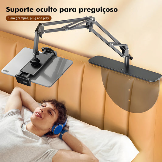 Suporte de Braço Metálico Articulado para Cabeceira - Ajuste 360°, Compatível com Celular e Tablet, Fácil Instalação, Coibeu