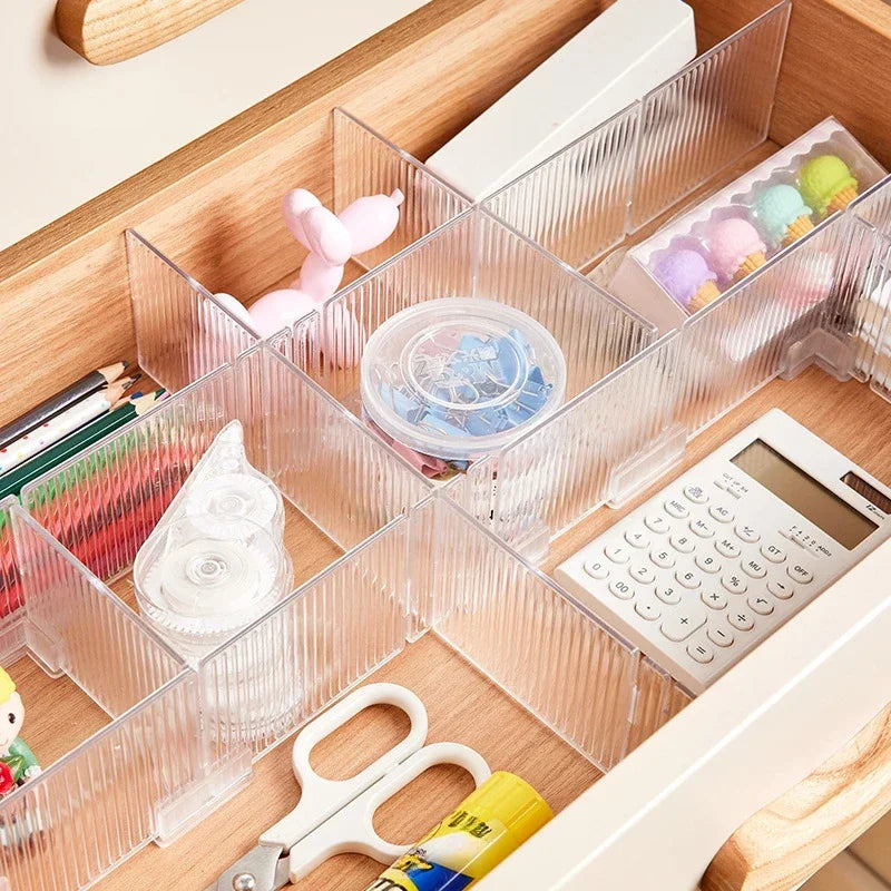 Divisor organizador de gaveta de plástico, divisor de armazenamento de gaveta ajustável diy, separador para meias, roupas íntimas e papelaria escolar