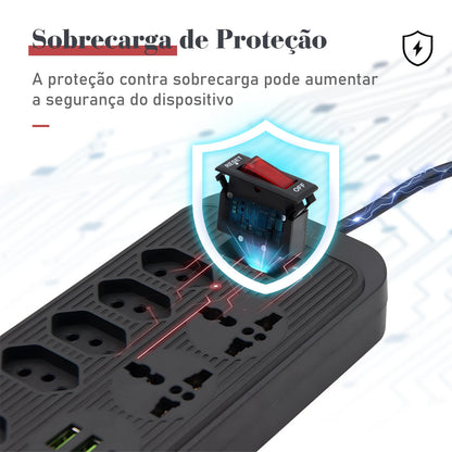 Estenção de tomadas，Filtro de linha，Extensão tomada，Extensão elétrica，Tomada usb，Filtro de linha de tomada，Extensao eletrica，10A