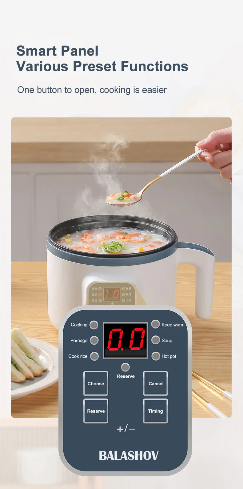 Panela elétrica de arroz 1,7l, camada dupla única, 220v, multifogão, antiaderente, mecânica inteligente, multicooker, panela de arroz no vapor para casa