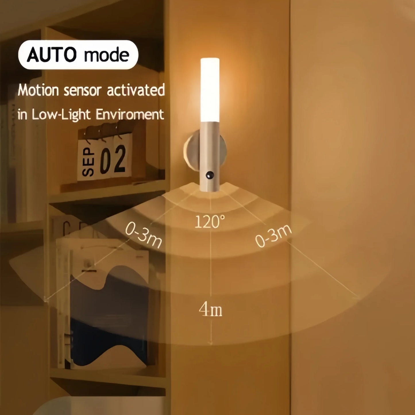 Luminária Led Recarregável Portátil Bastão com Sensor de Movimento para Mesa e Parede